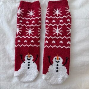 Festive Red Snowman Socks